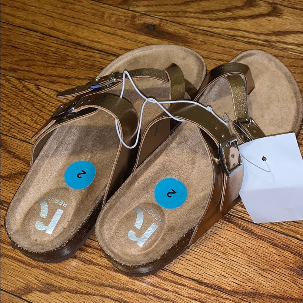 Report rose gold sandals